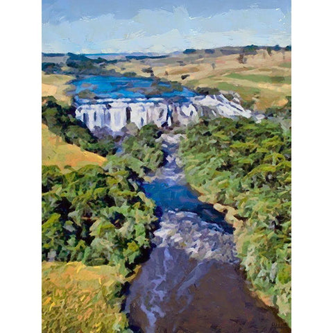 Wattefall on the River White Modern Wood Framed Art Print by Medeiros, Celito