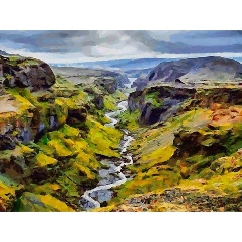 Canyon of the River Black Modern Wood Framed Art Print with Double Matting by Medeiros, Celito