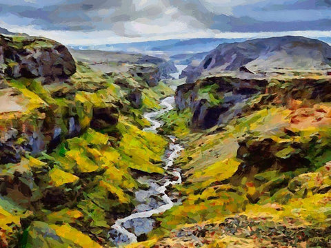 Canyon of the River White Modern Wood Framed Art Print with Double Matting by Medeiros, Celito