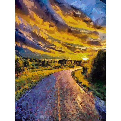 Sunset Road I Black Modern Wood Framed Art Print by Medeiros, Celito