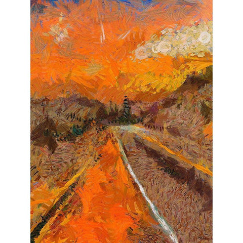 Golden Sunset Black Modern Wood Framed Art Print by Medeiros, Celito