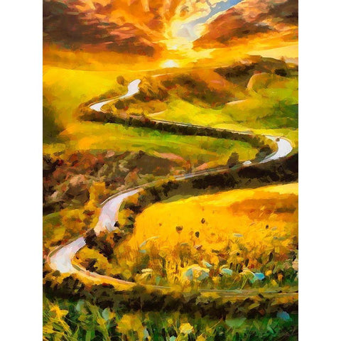 Windig Road Black Modern Wood Framed Art Print by Medeiros, Celito