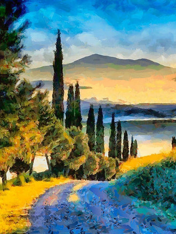 Mountain in Tuscany Black Ornate Wood Framed Art Print with Double Matting by Medeiros, Celito