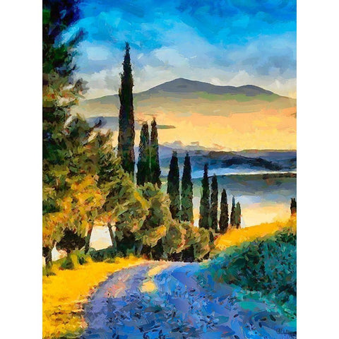 Mountain in Tuscany Gold Ornate Wood Framed Art Print with Double Matting by Medeiros, Celito