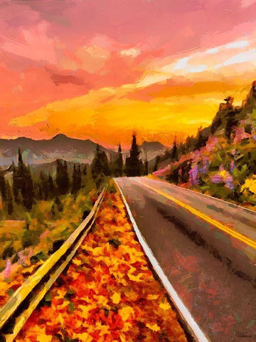 Sunset in the Mountains Black Ornate Wood Framed Art Print with Double Matting by Medeiros, Celito