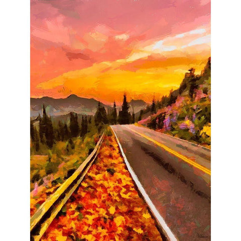 Sunset in the Mountains Gold Ornate Wood Framed Art Print with Double Matting by Medeiros, Celito