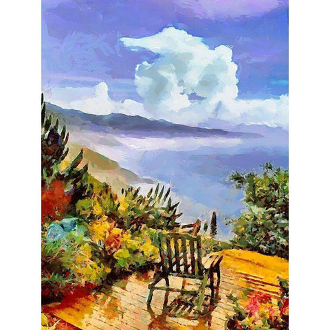 Armchair on the Terrace Gold Ornate Wood Framed Art Print with Double Matting by Medeiros, Celito