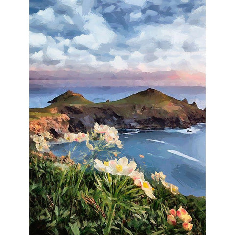 Flowers in the Meadow by the Sea III Black Modern Wood Framed Art Print by Medeiros, Celito