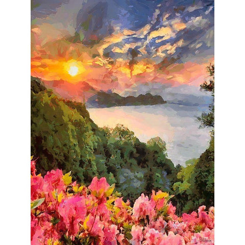 Flowers in the Meadow by the Sea IV White Modern Wood Framed Art Print by Medeiros, Celito