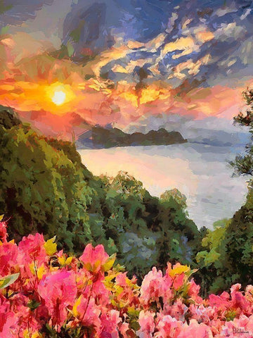 Flowers in the Meadow by the Sea IV White Modern Wood Framed Art Print with Double Matting by Medeiros, Celito