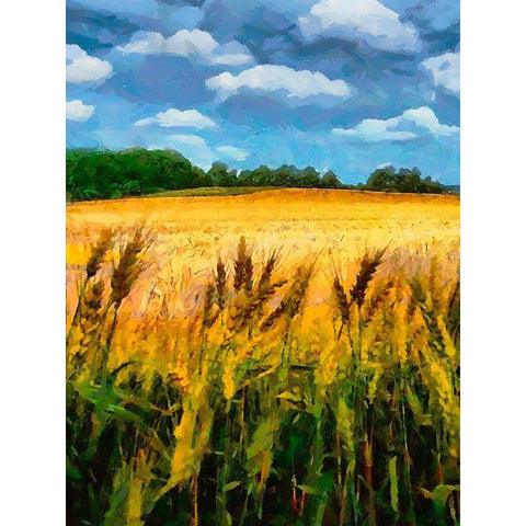 Wheat Fields Gold Ornate Wood Framed Art Print with Double Matting by Medeiros, Celito