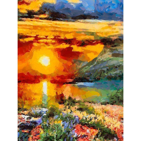 Bloody Sunset Black Modern Wood Framed Art Print with Double Matting by Medeiros, Celito