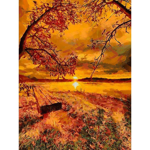 Golden Sunset Black Modern Wood Framed Art Print with Double Matting by Medeiros, Celito