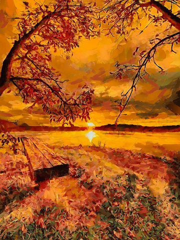 Golden Sunset Black Ornate Wood Framed Art Print with Double Matting by Medeiros, Celito