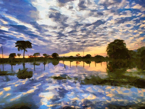 Before Sunrise White Modern Wood Framed Art Print with Double Matting by Medeiros, Celito