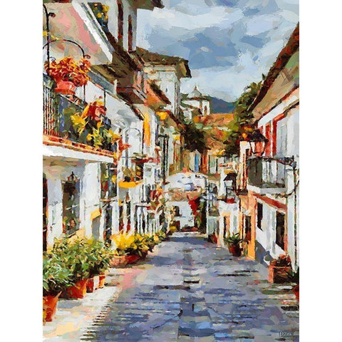 Town in South America II White Modern Wood Framed Art Print by Medeiros, Celito