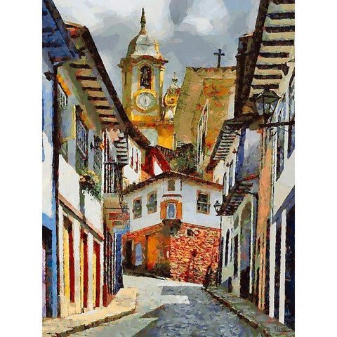 Town in South America IV White Modern Wood Framed Art Print by Medeiros, Celito