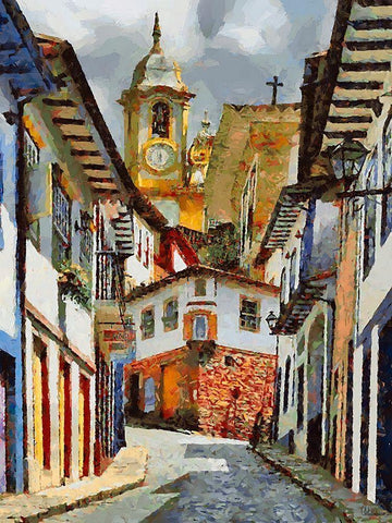 Town in South America IV White Modern Wood Framed Art Print with Double Matting by Medeiros, Celito