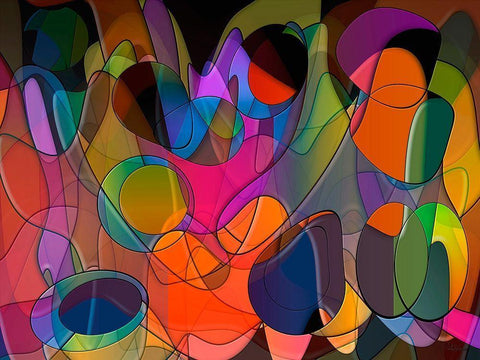 The Game with Colours Black Ornate Wood Framed Art Print with Double Matting by Medeiros, Celito