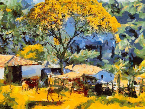 Farm in Brazil III White Modern Wood Framed Art Print with Double Matting by Medeiros, Celito