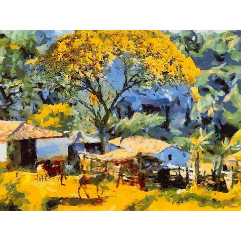 Farm in Brazil III White Modern Wood Framed Art Print by Medeiros, Celito