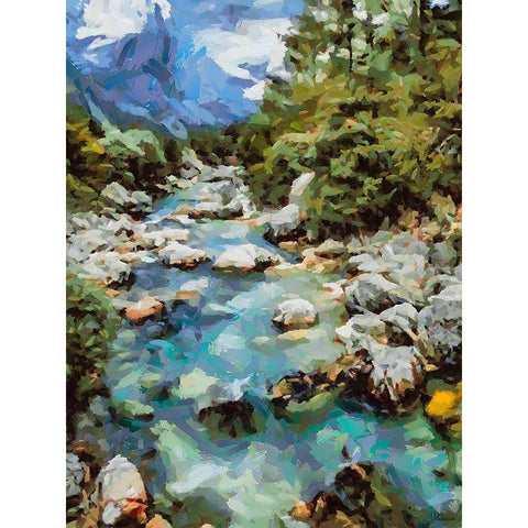 Stream in the Mountains I White Modern Wood Framed Art Print by Medeiros, Celito
