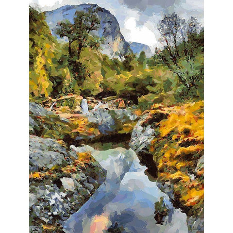 Stream in the Mountains II White Modern Wood Framed Art Print by Medeiros, Celito