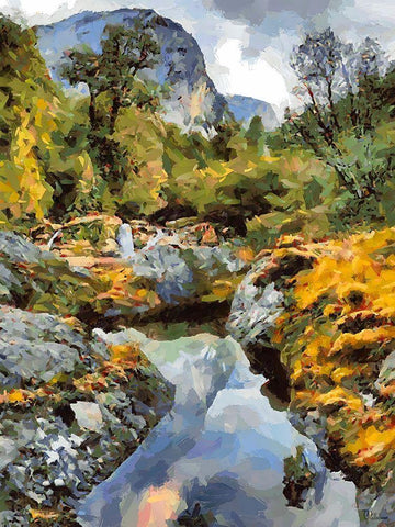 Stream in the Mountains II White Modern Wood Framed Art Print with Double Matting by Medeiros, Celito