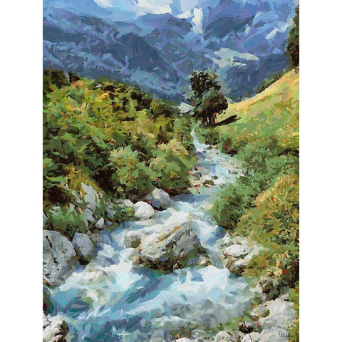 Stream in the Mountains III Black Modern Wood Framed Art Print with Double Matting by Medeiros, Celito