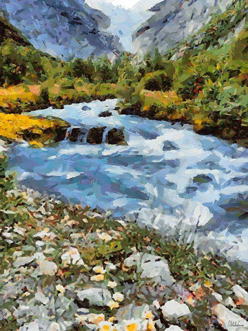 Stream in the Mountains V Black Ornate Wood Framed Art Print with Double Matting by Medeiros, Celito
