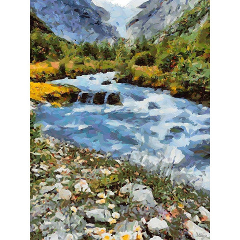 Stream in the Mountains V White Modern Wood Framed Art Print by Medeiros, Celito