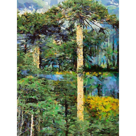 Tropical Trees White Modern Wood Framed Art Print by Medeiros, Celito