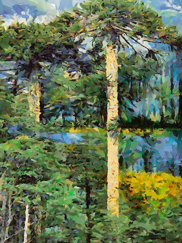 Tropical Trees White Modern Wood Framed Art Print with Double Matting by Medeiros, Celito