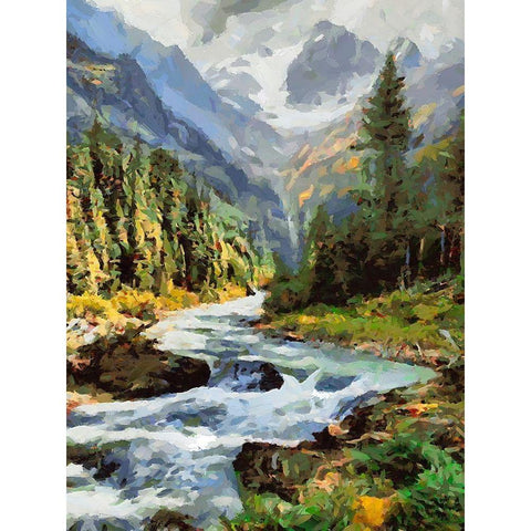 Stream in the Mountains VI White Modern Wood Framed Art Print by Medeiros, Celito