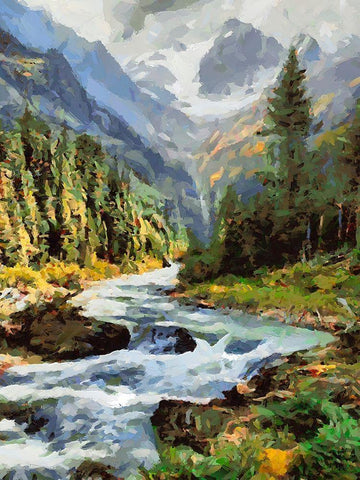 Stream in the Mountains VI Black Ornate Wood Framed Art Print with Double Matting by Medeiros, Celito
