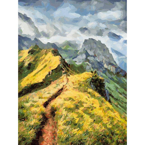 Path in the Mountains Black Modern Wood Framed Art Print by Medeiros, Celito