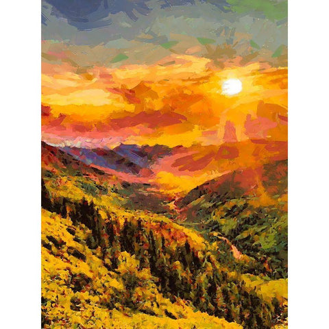 Sunset in the Mountains I Black Modern Wood Framed Art Print by Medeiros, Celito