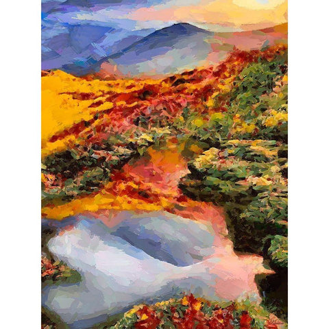 Golden Autumn in the Mountains I Black Modern Wood Framed Art Print with Double Matting by Medeiros, Celito