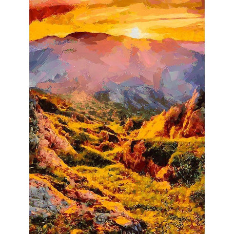 Sunset in the Mountains II Black Modern Wood Framed Art Print with Double Matting by Medeiros, Celito