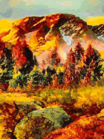 Golden Autumn in the Mountains II Black Ornate Wood Framed Art Print with Double Matting by Medeiros, Celito