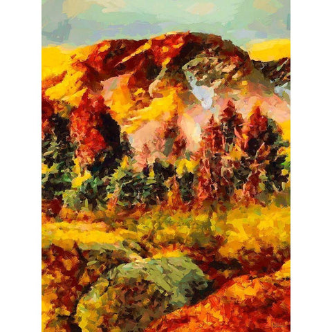 Golden Autumn in the Mountains II White Modern Wood Framed Art Print by Medeiros, Celito