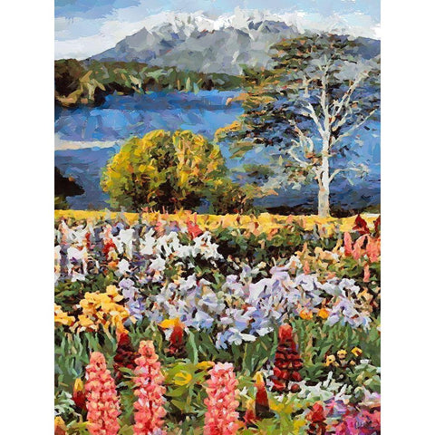 Lupine Flowers  White Modern Wood Framed Art Print by Medeiros, Celito