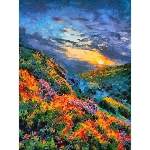 Mountains Meadow V Gold Ornate Wood Framed Art Print with Double Matting by Medeiros, Celito