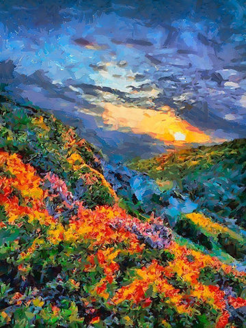 Mountains Meadow V Black Ornate Wood Framed Art Print with Double Matting by Medeiros, Celito