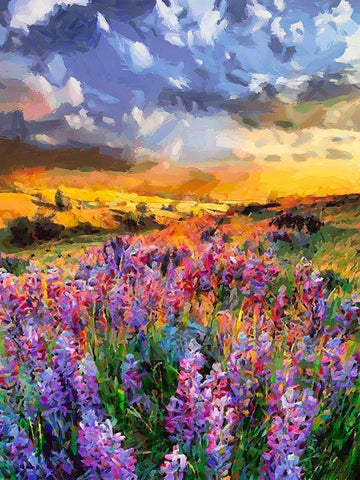 Mountains Meadow VII White Modern Wood Framed Art Print with Double Matting by Medeiros, Celito