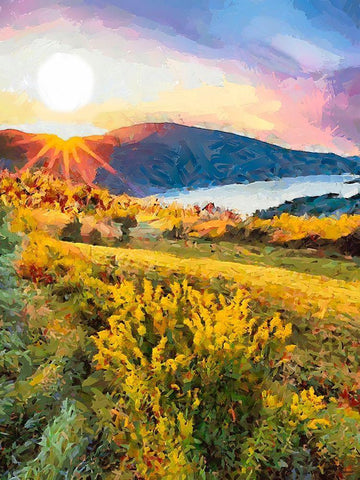 Mountains Meadow VIII Black Ornate Wood Framed Art Print with Double Matting by Medeiros, Celito