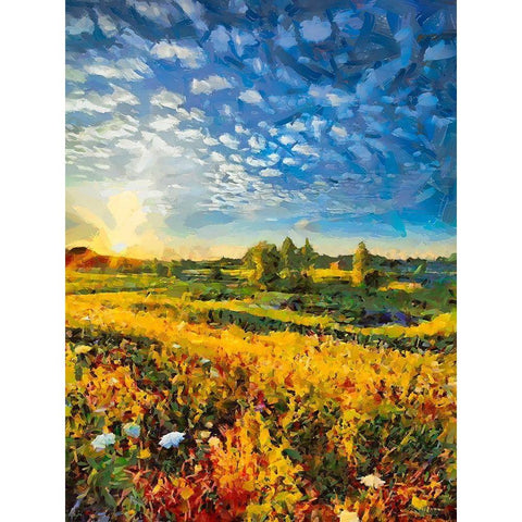 Mountains Meadow IX Black Modern Wood Framed Art Print with Double Matting by Medeiros, Celito