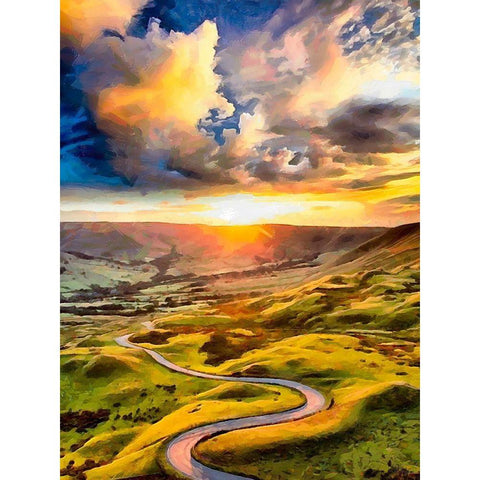 Romantic Sunset I Black Modern Wood Framed Art Print by Medeiros, Celito