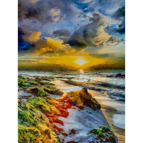 Romantic Sunset II Black Modern Wood Framed Art Print with Double Matting by Medeiros, Celito