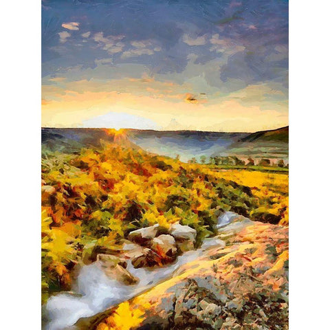 Romantic Sunset V White Modern Wood Framed Art Print by Medeiros, Celito